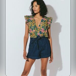 Cleobella Chloe Blouse, Indo Block Print, Size XS